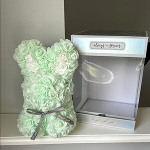 NIB Mint Green and White Always and Forever Rose Bear